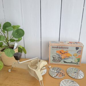 mouli julienne moulinex vintage avec boîte d'origine et disques – années 70