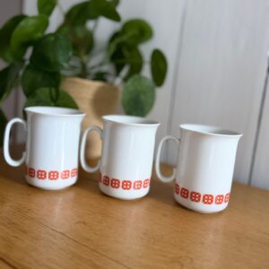 lot de 3 tasses vintage villeroy & boch heinrich décor géométrique orange