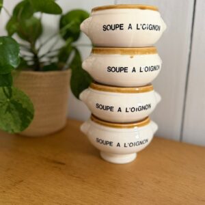 lot de 4 bols à soupe à l'oignon vintage en céramique