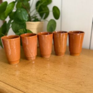 lot de 5 gobelets en grès vintage marron