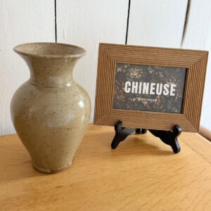 vase vintage en grès moucheté beige – céramique artisanale
