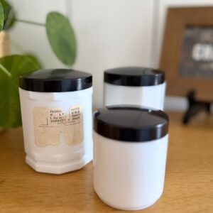 lot de 3 pots d'apothicaire vintage en opaline blanche – anciennes pharmacies