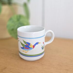 tasse vintage cipa porcelaine italie décor canards colorés