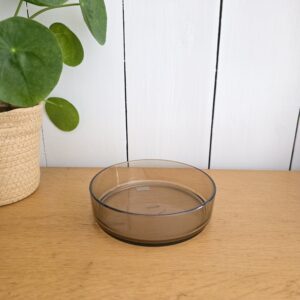 Accueil plat de service rond en verre fumé henkel vintage années 70