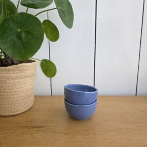 lot de 2 petits bols digoin vintage bleus mouchetés en grès