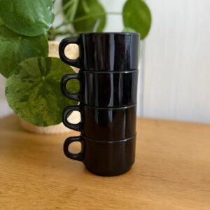 lot de 4 tasses empilables arcoroc noires vintage