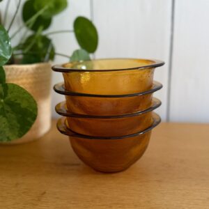 lot de 4 bols vintage lever en verre ambré fumé années 70