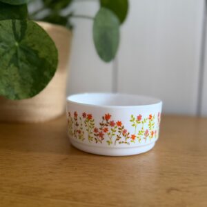 ramequin arcopal shell décor floral vintage années 70
