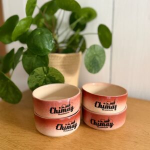lot de 4 ramequins publicitaires chimay tradition en céramique vintage
