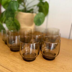 lot de 5 bols duralex vintage en verre fumé – années 70