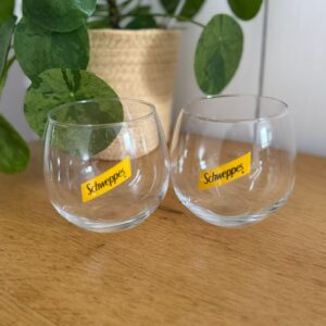 paire de verres schweppes vintage publicitaires