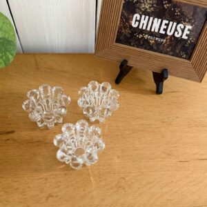 Accueil lot de 3 bougeoirs vmc reims en verre transparent vintage