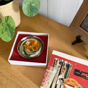 la mesure d'or grasoli – doseur à cocktails vintage en inox et métal doré avec boîte d'origine