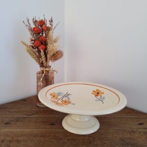 plateau à fromages vintage poët laval en céramique – décor floral – années 60 70