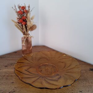 plateau à fromages vintage poët laval en céramique – décor floral – années 60 70