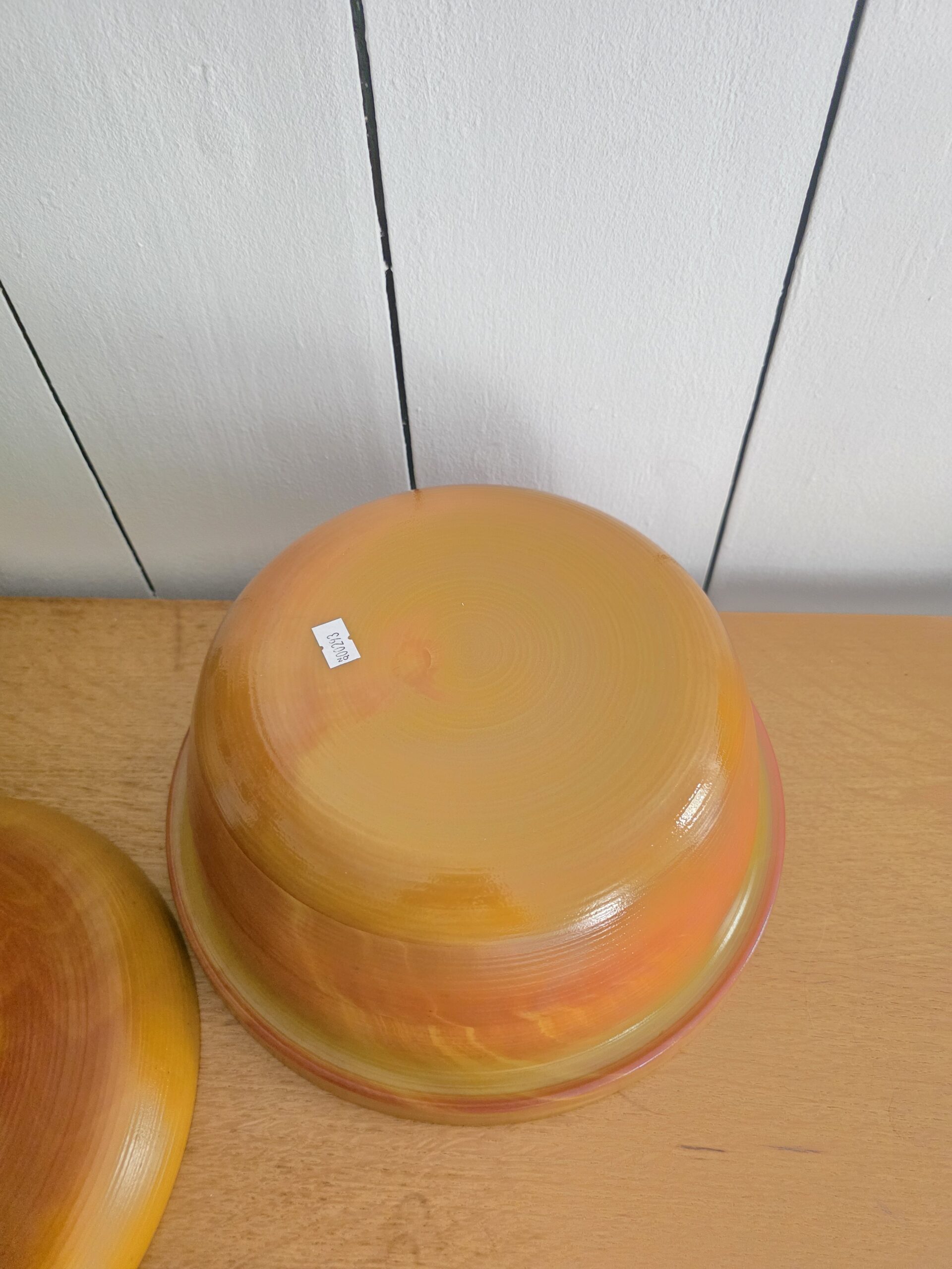 cocotte arcopal volcan avec couvercle – plat en verre opalin ambré vintage années 70