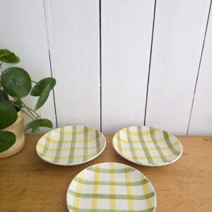 table d'appoint vintage en plastique brun et plateaux en verre – années 70
