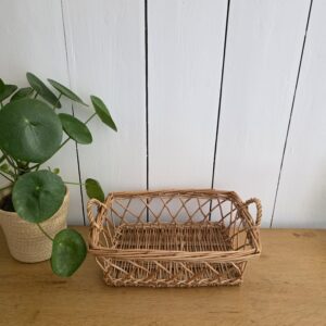 panier vintage en rotin tressé – corbeille à fruits bohème