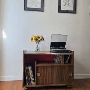 tabouret vintage orange en skaï et métal chromé – années 70