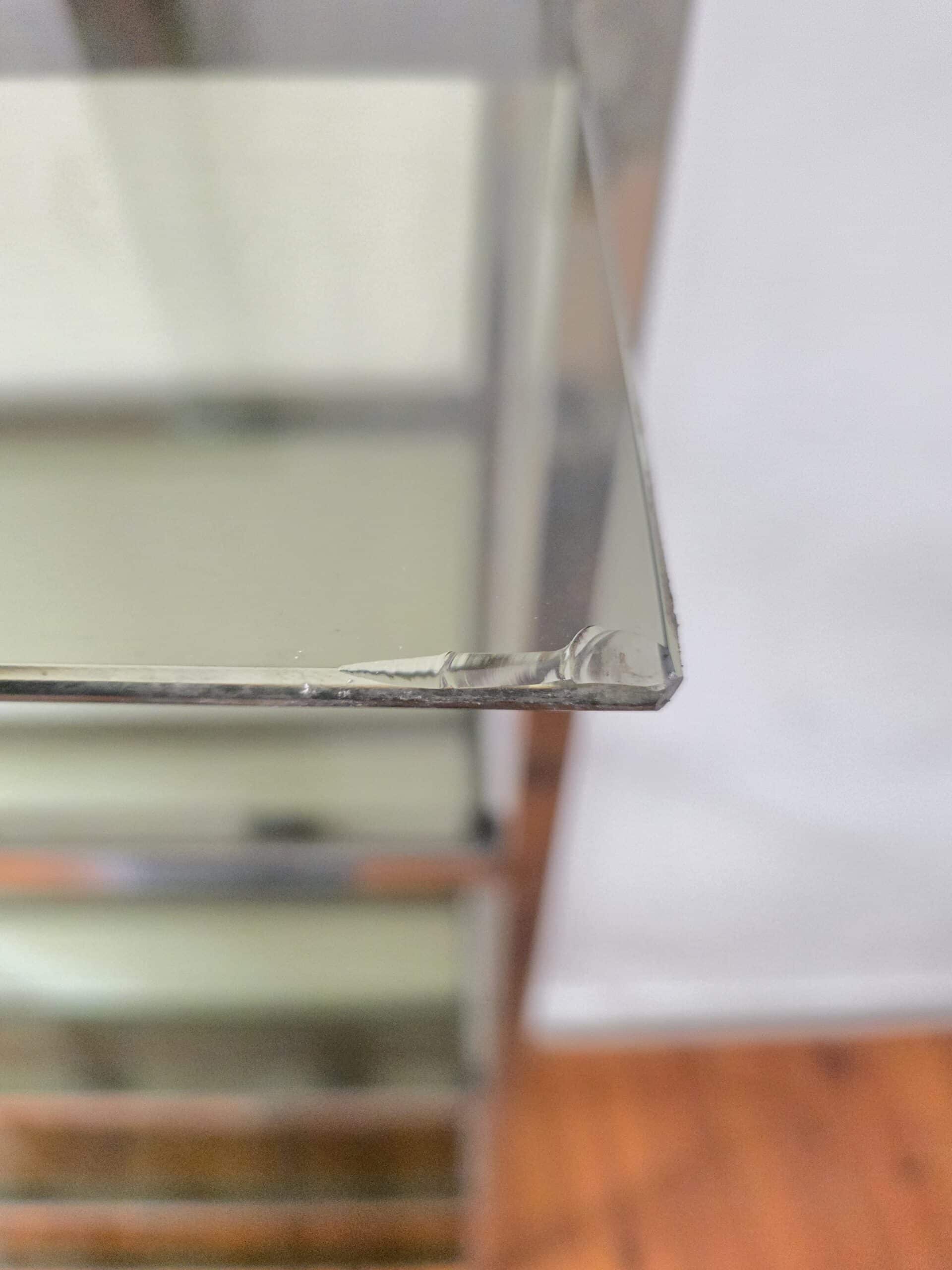 bibliothèque vintage années 70 en acier chromé et verre fumé