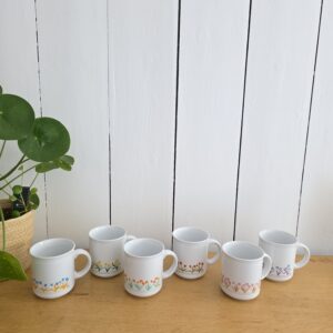 Lot de 6 mugs Becel vintage en céramique