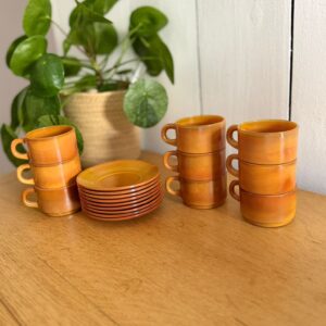 assiette creuse arcopal volcan – verre opalin ambré vintage années 70