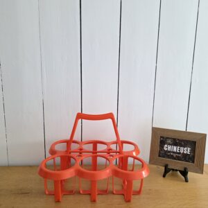 Porte-bouteilles vintage orange 6 bouteilles Made in Belgium