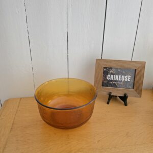 Saladier vintage en verre ambré orange – années 60/70