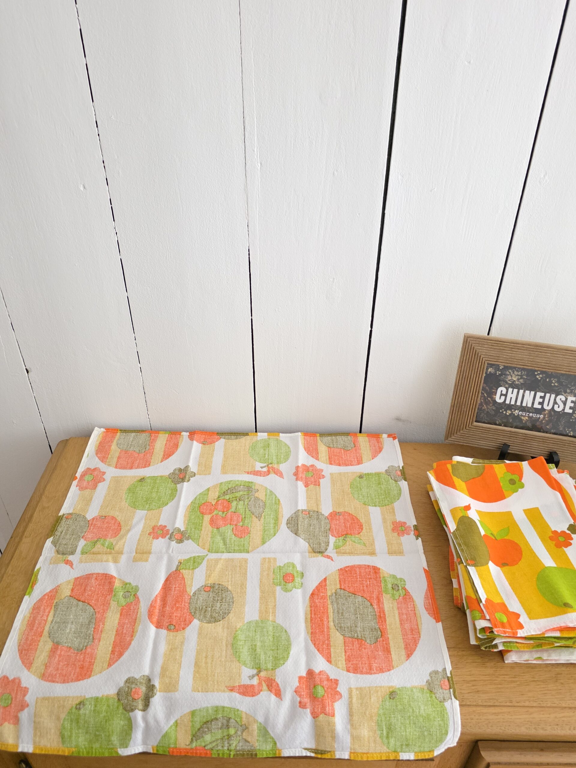 Lot de 12 serviettes de table vintage à motifs fruits – Image 4