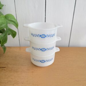 Lot de 3 bols/plats individuels Termocrisa Vintage – Fleurs Bleues – Made in Mexico