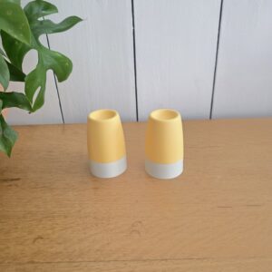 Lot de 2 coquetiers Tupperware vintage jaune et blanc