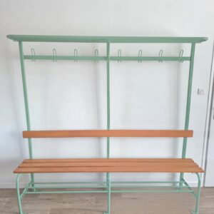 Banc vestiaire vintage vert Provence et bois