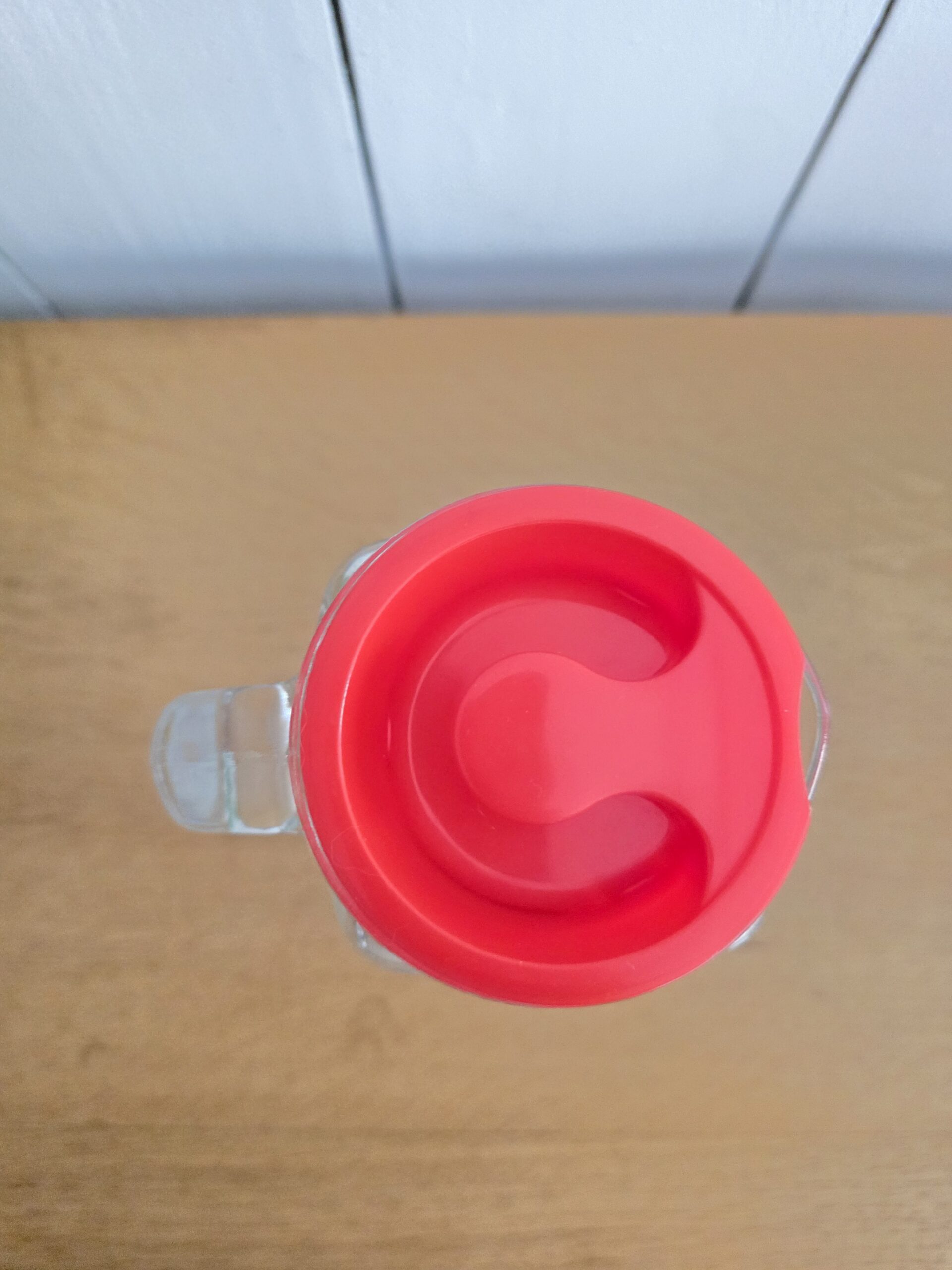 Carafe Covreto Italy vintage en verre avec couvercle rouge – Image 8